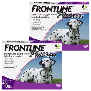 Frontline Plus Flea & Tick Spot Treatment for Large Dogs, 45-88 lbs, 6 Doses (6-mos. supply), bundle of 2 (12-mos. supply)