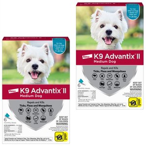 K9 Advantix II Flea & Tick Spot Treatment for Dogs, 11-20 lbs, 6 Doses (6-mos. supply), bundle of 2 (12-mos. supply)