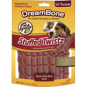 DreamBone Stuffed Twistz Pork Chews Dog Treats, 20 count