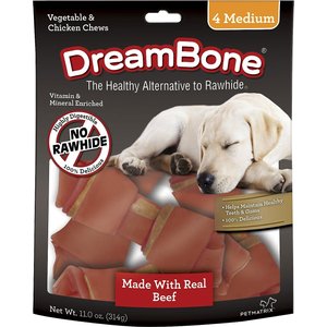 DreamBone Medium Beef Chew Bones Dog Treats, 8 count