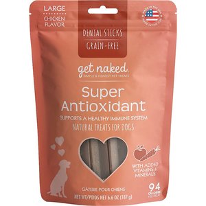 Get Naked Super Antioxidant Grain-Free Dental Stick Dog Treats, Large, 36 count