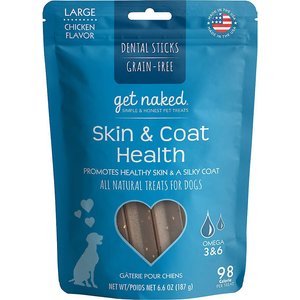 Get Naked Skin & Coat Health Grain-Free Dental Stick Dog Treats, Large, 12 count