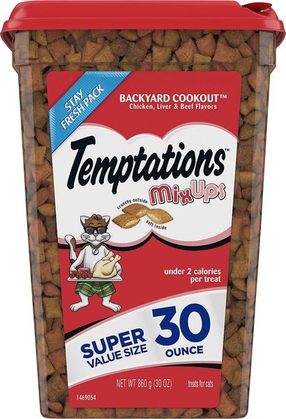 Temptations Mixups Backyard Cookout Cat Treats, 30-oz tub, bundle of 2 slide 1 of 9
