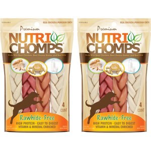 Nutri Chomps 6" Assorted Flavor Braid Dog Treats, 8 count