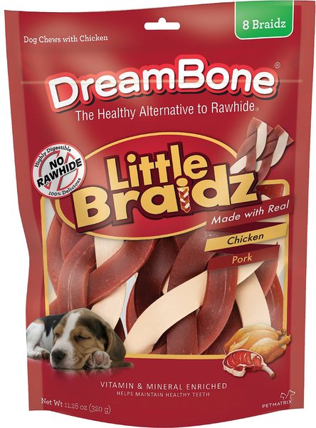 DreamBone Little Braidz Real Chicken & Pork Chews Dog Treats, 16 count slide 1 of 8