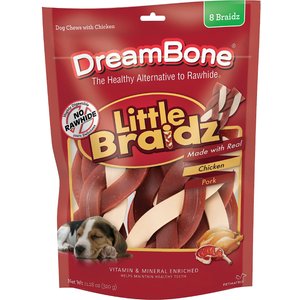 DreamBone Little Braidz Real Chicken & Pork Chews Dog Treats, 16 count
