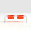 Hiddin Clear Acrylic Double Bowl Cat & Dog Feeder, 2-cup, Bright Orange