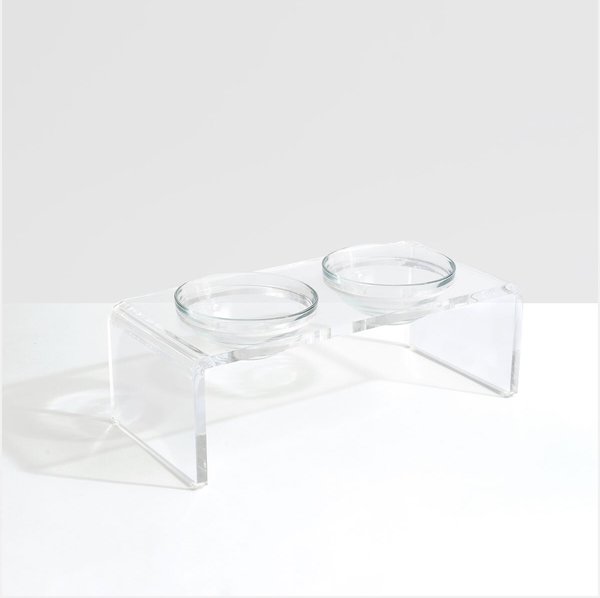 Hiddin Clear Acrylic Double Glass Bowl Cat & Dog Feeder, 4-cup slide 1 of 9