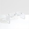 Hiddin Clear Acrylic Double Glass Bowl Cat & Dog Feeder, 4-cup