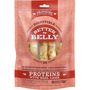Better Belly Proteins with Real Lamb Flavor Rawhide Roll Dog Treats, 36 count
