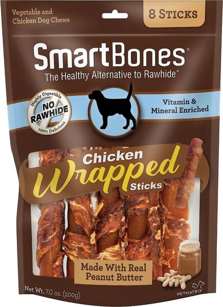 SmartBones Chicken Wrapped Sticks Peanut Butter Flavor Dog Treats, 16 count slide 1 of 5