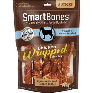 SmartBones Chicken Wrapped Sticks Peanut Butter Flavor Dog Treats, 16 count