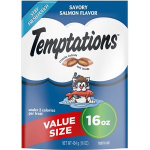 Temptations Savory Salmon Flavor Cat Treats, 16-oz bag, bundle of 2