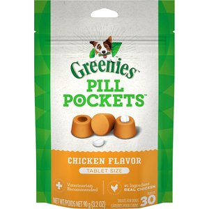 Greenies Pill Pockets Canine Chicken Flavor Dog Treats, Tablet Size, 60 count