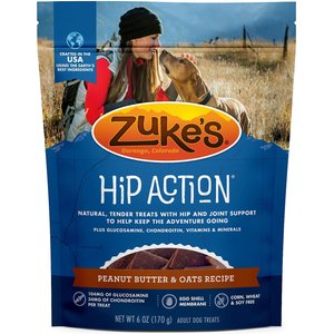 Zuke's Hip & Joint Peanut Butter & Oats Recipe Dog Treats, 6-oz bag, bundle of 2