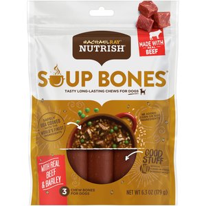 Rachael Ray Nutrish Soup Bones Beef & Barley Flavor Chews Dog Treats, 6.3-oz bag, bundle of 3