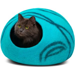 Meowfia Premium Felt Cat Cave Bed, Large, Aquamarine