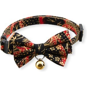 Necoichi Gilded Gold Bow Tie Breakaway Cat Collar, Black