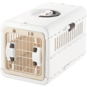 Richell Foldable Dog & Cat Carrier, White & Beige, X-Small