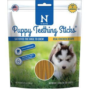 N-Bone Puppy Teething Sticks Chicken Flavor Dog Treats, 3.74-oz bag, bundle of 2