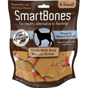 SmartBones Small Peanut Butter Chew Bones Dog Treats, 6 pack, bundle of 2