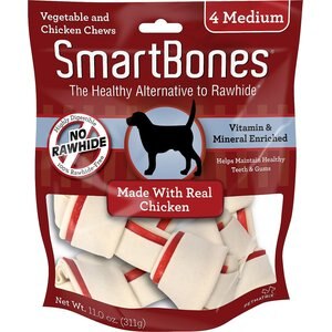 SmartBones Medium Chicken Chew Bones Dog Treats, 4 pack, bundle of 3