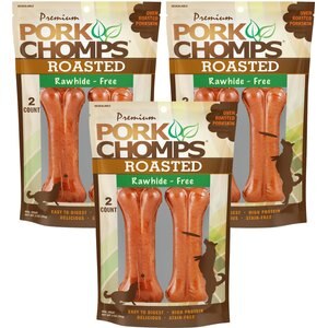 Premium Pork Chomps Roasted Pressed Bone Dog Treats, 4.5-in, 6 count