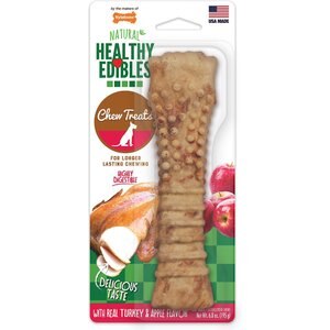 Nylabone Natural Healthy Edibles with Real Turkey & Apple Large Dog Bone Treat, 2 count