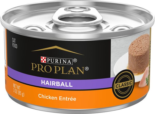Purina Pro Plan Hairball Control Chicken Entrée Pate Wet Cat Food, 3-oz can, case of 24 slide 1 of 8