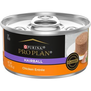 Purina Pro Plan Hairball Control Chicken Entrée Pate Wet Cat Food, 3-oz can, case of 24