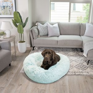 Best Friends by Sheri The Original Calming Shag Fur Donut Cuddler Cat & Dog Bed, Baby Blue, Large