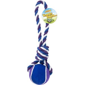 RUFFIN' IT Giant Tennis Ball Rope Tug Dog Toy, Color Varies