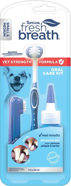 TropiClean Fresh Breath Vet Strength Formula Oral Care Dental Kit for Small & Medium Dogs, 2-oz bottle slide 1 of 9