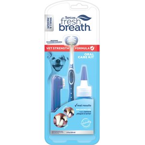 TropiClean Fresh Breath Vet Strength Formula Oral Care Dental Kit for Small & Medium Dogs, 2-oz bottle