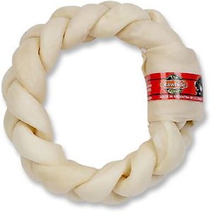 The Rawhide Express Natural Braided Donut Dog Treat, 7-8-in, 3 count