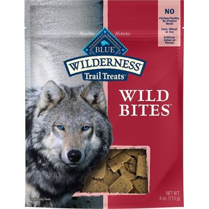 Blue Buffalo Wilderness Trail Treats Salmon Wild Bites Grain-Free Dog Treats, 4-oz bag, bundle of 2