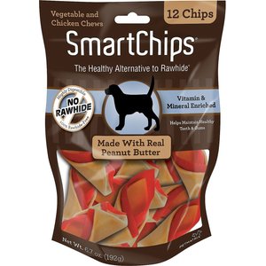 SmartBones SmartChips Peanut Butter Chews Dog Treats, 12-pack, bundle of 3