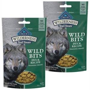 Blue Buffalo Wilderness Trail Treats Duck Wild Bits Grain-Free Training Dog Treats, 4-oz bag, bundle of 2