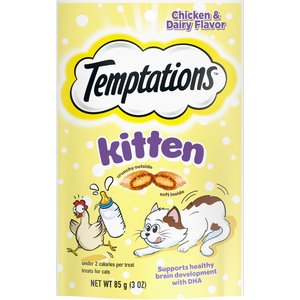 Temptations Chicken & Dairy Flavor Kitten Treats, 3-oz pouch