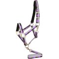 Gatsby Terra Fleece Padded Nylon Horse Halter & Matching Horse Lead, Lilac/Silver/DarkGrey/Purple, Horse