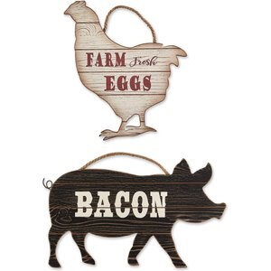 Design Imports Chicken & Pig Farmhouse Signs, 2 count