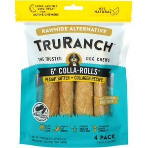 TruRanch Peanut Butter Collagen Roll Hard Chew Dog Treats, 6-in, 4 count