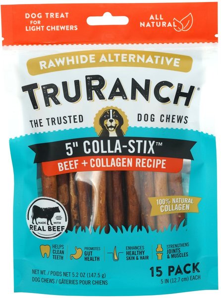TruRanch Beef Collagen Sticks Hard Chew Dog Treats, 5-in,15 count slide 1 of 4