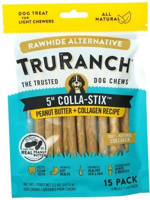 TruRanch Peanut Butter Collagen Sticks Hard Chew Dog Treats, 5-in, 15 count, slide 1 of 1