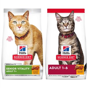 Hill's Science Diet 7+ Senior Vitality Chicken Recipe, 6-lb bag + Chicken Recipe Dry Cat Food, 7-lb bag