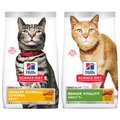 Hill's Science Diet 7+ Senior Vitality Chicken Recipe, 6-lb bag + Urinary Hairball Control Dry Cat Food, 7-lb bag