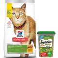 Hill's Science Diet 7+ Senior Vitality Chicken Recipe Dry Food + Temptations Mixups Catnip Fever Cat Treats