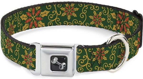 Buckle-Down Holiday Holly Dog Collar, Wide-Large slide 1 of 9