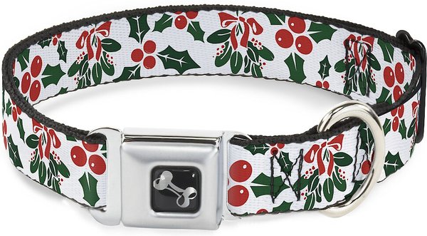 Buckle-Down Holly & Mistletoe Dog Collar, Wide-Large slide 1 of 9