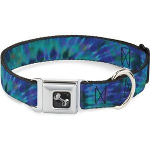 Buckle-Down Tie Dye Green Dog Collar, Wide-Large